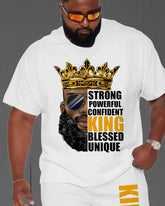 Men's Plus Size Black King Short Sleeve T-Shirt Shorts Suit